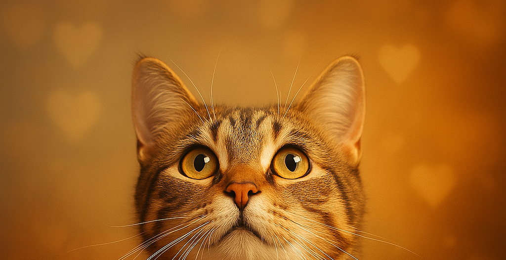 gato contento con su regalo